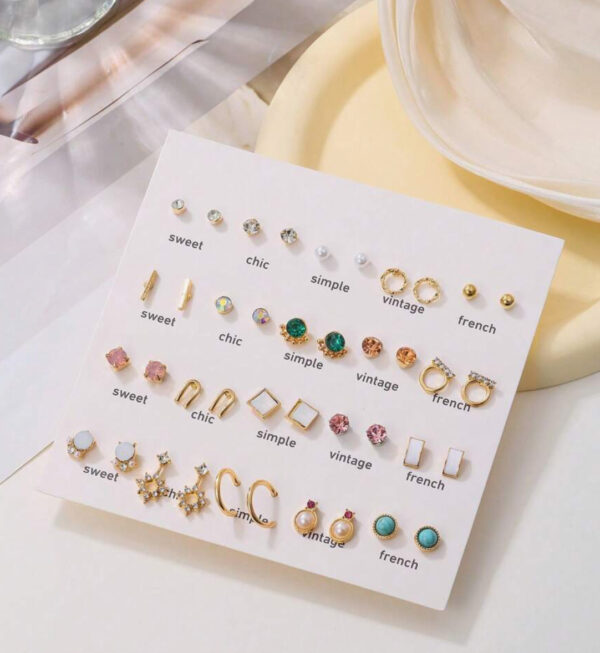 40pcs Petite Geometric Stud Earrings Set