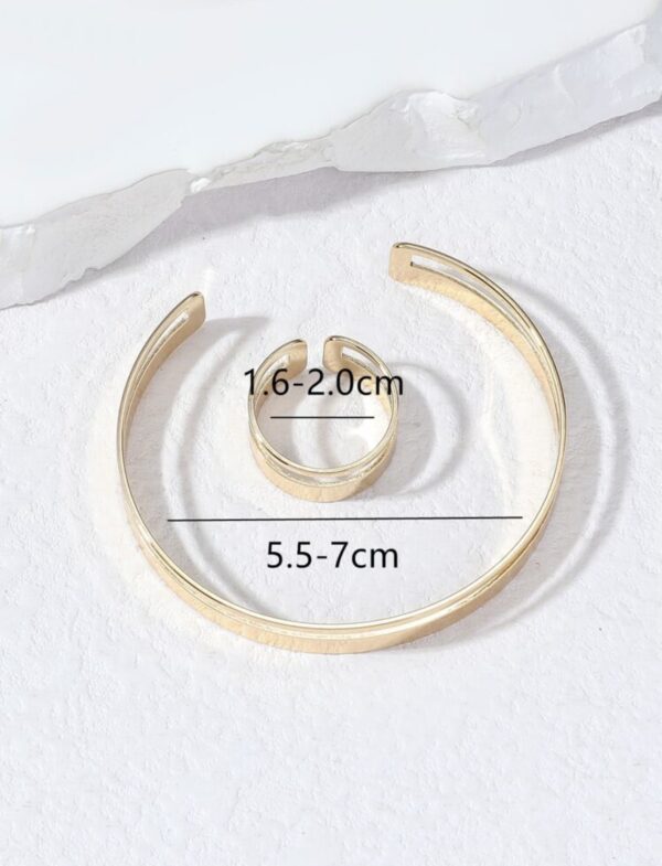 2pcs Simple Geometric Wave Bracelet & Ring Set - Image 3