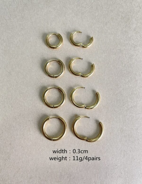 Non Tarnish 4pairs Minimalist Hoop Earrings - Image 3