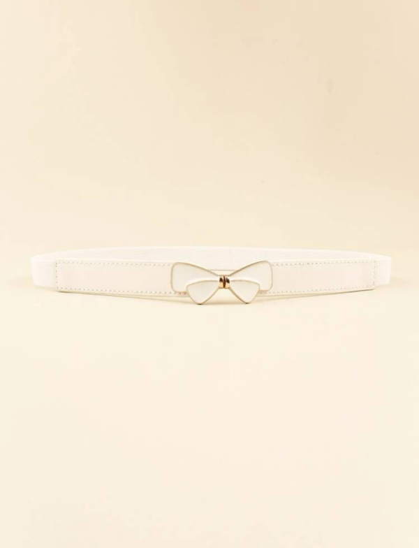 White Bow Skinny Belt