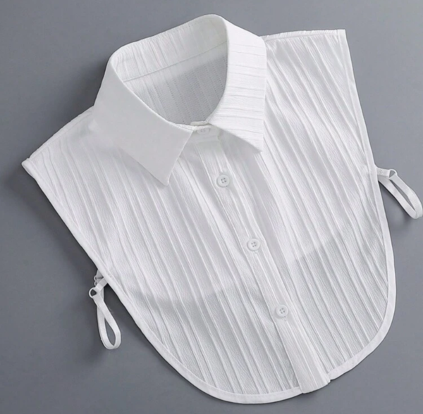 White Striped Shirt Faux Collar - Image 2