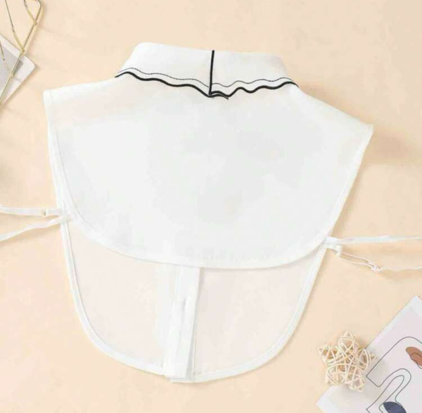 White Snowy Detachable Collar With Black Embroidery Edge - Image 2