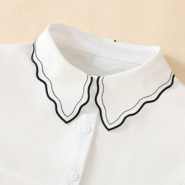 White Snowy Detachable Collar With Black Embroidery Edge - Image 3