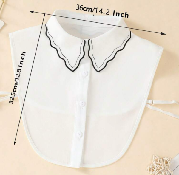 White Snowy Detachable Collar With Black Embroidery Edge - Image 4