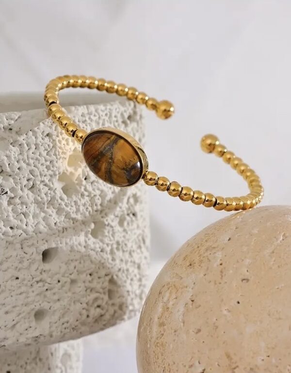 Non Tarnish Tiger Stone Cuff Bracelet