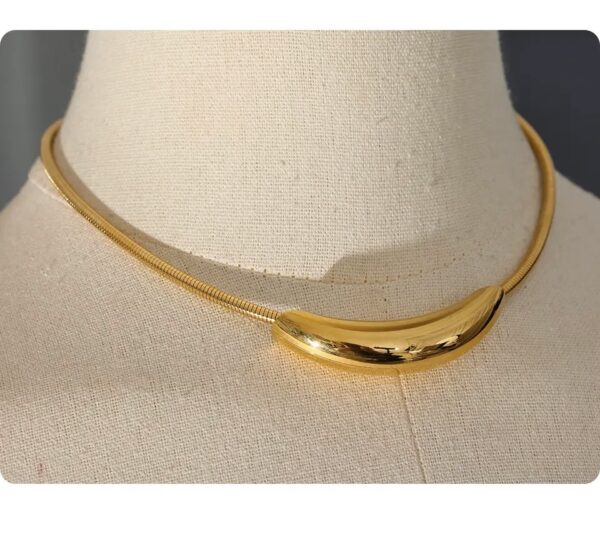 Non Tarnish Gold Statement Choker Necklace