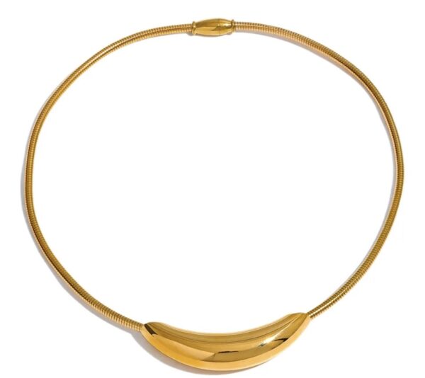 Non Tarnish Gold Statement Choker Necklace - Image 2