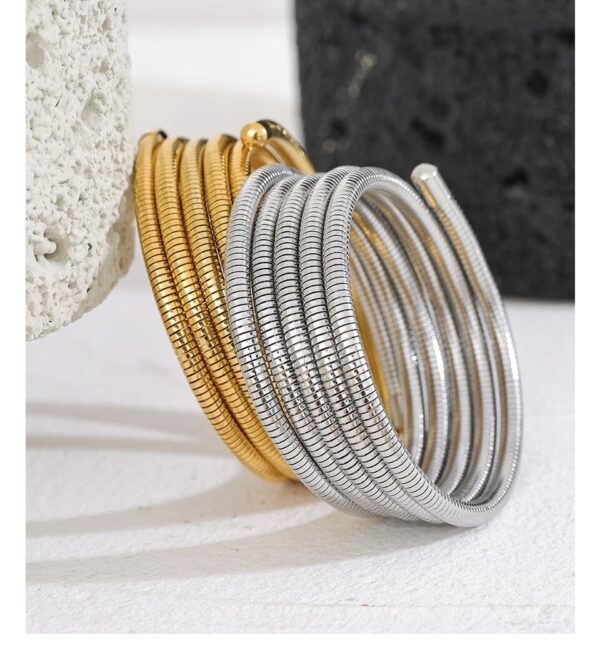 Silver Non Tarnish Wrap Arm Bangle - Image 2