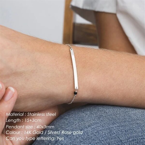 Non Tarnish Simple Bar Bracelet - Image 2