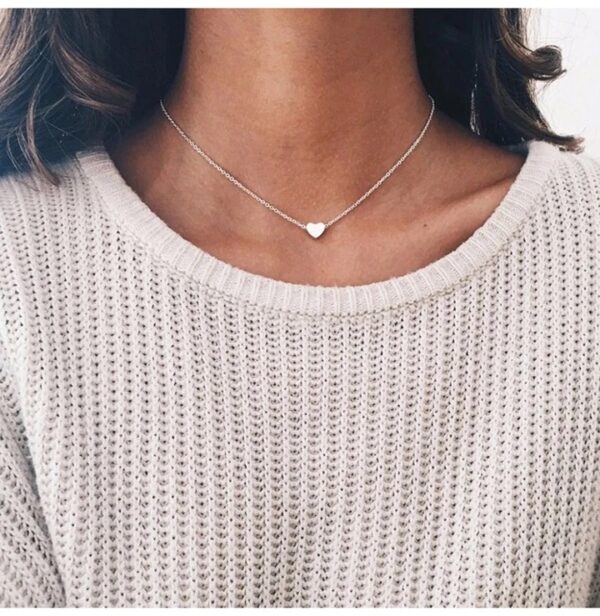 Silver Non Tarnish Tiny Heart Choker Necklace - Image 2