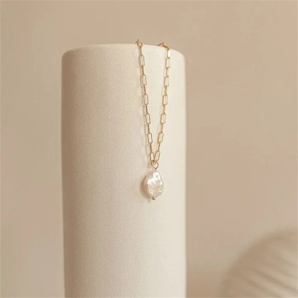 Minimal Non Tarnish Freshwater Link Chain Necklace - Image 2