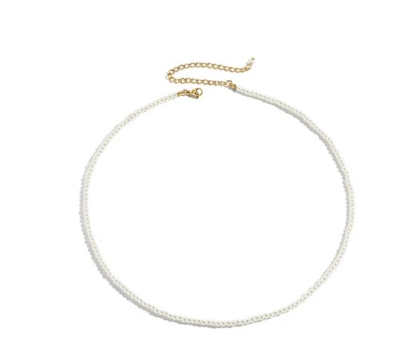 3mm Non Imitation White Pearl Necklace