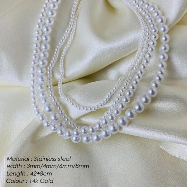 4mm Non Imitation White Pearl Necklace - Image 2