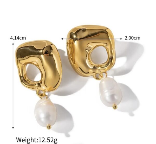 Pearl Drop Design Statement Earrings - Image 2