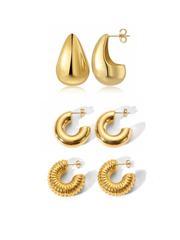 6pcs Baroque Style Mid-size C-shaped Decor Allergy-free Earrings