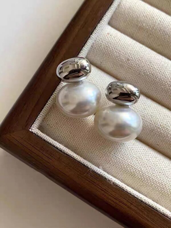 Silver-Plated Faux Pearl Shaped Stud Earrings