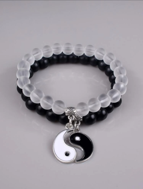 2pcs Couple Yin & Yang Charm Beaded Bracelet