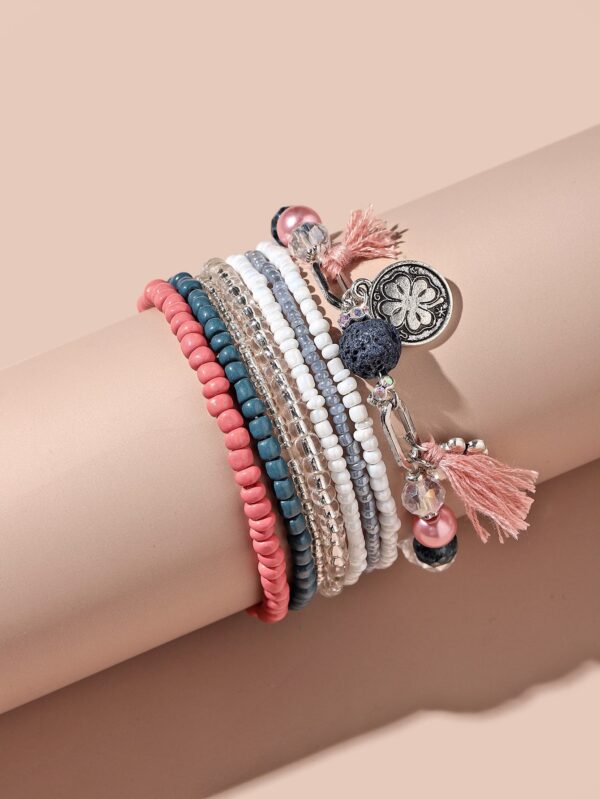 8pcs Tassel Charm Beaded Bracelet