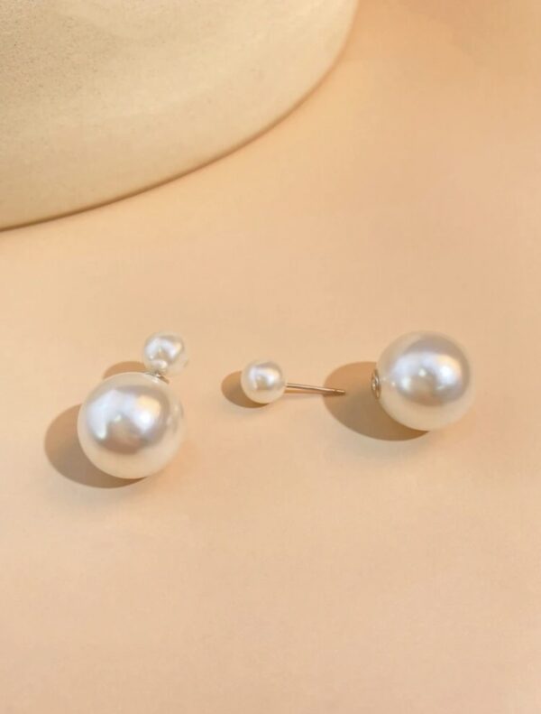 1pair Simple Double Sided Faux Pearl Stud Earrings