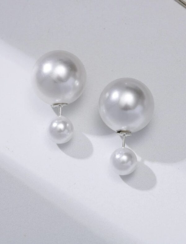 1pair Simple Double Sided Faux Pearl Stud Earrings - Image 3