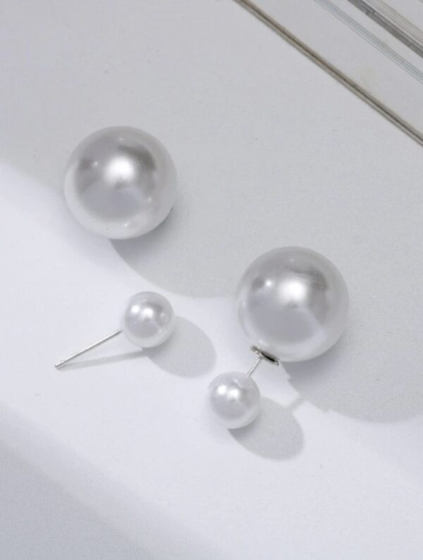 1pair Simple Double Sided Faux Pearl Stud Earrings - Image 2