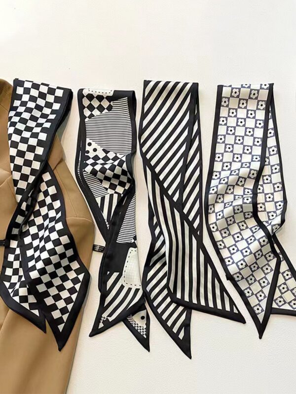 4pcs Line Pattern Printed Long Scarves