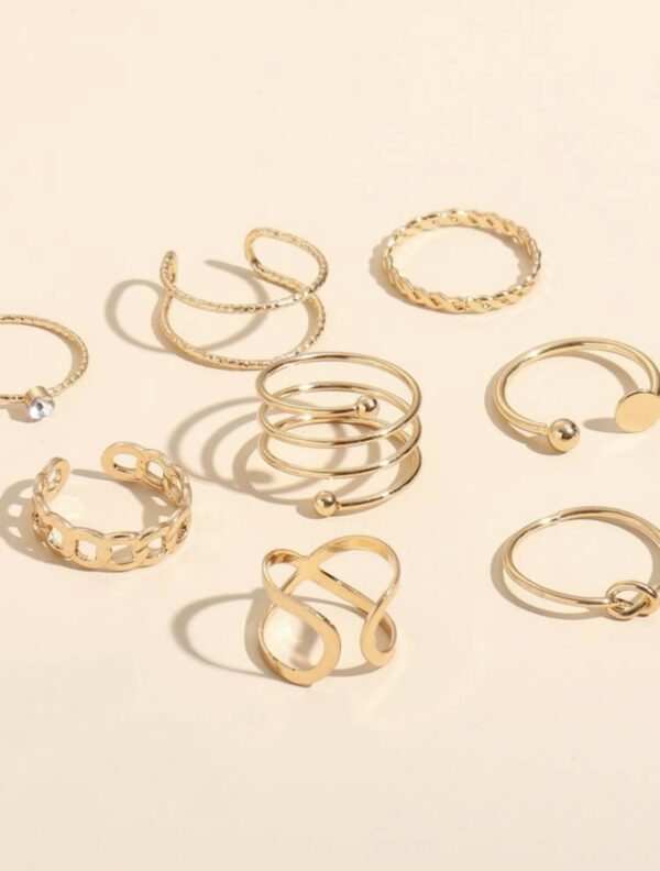 8pcs Rhinestone Detail Rings