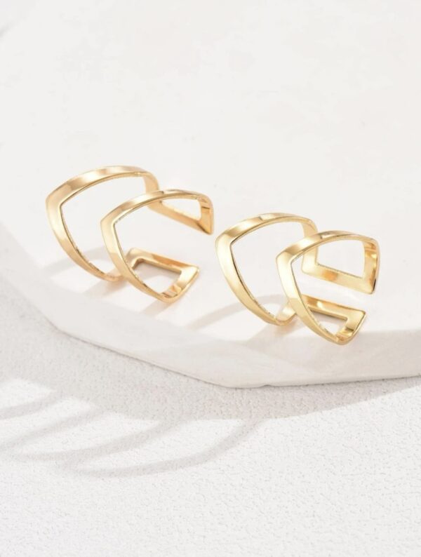 2pcs Simple Double Layered V Shape Adjustable Ring - Image 3