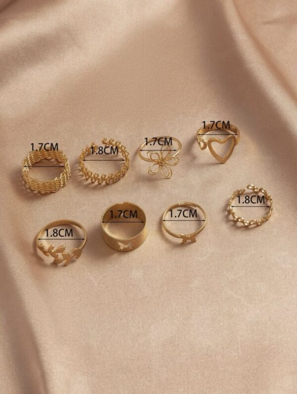 8pcs/Set Butterfly & Leaf Decor Rings - Image 3