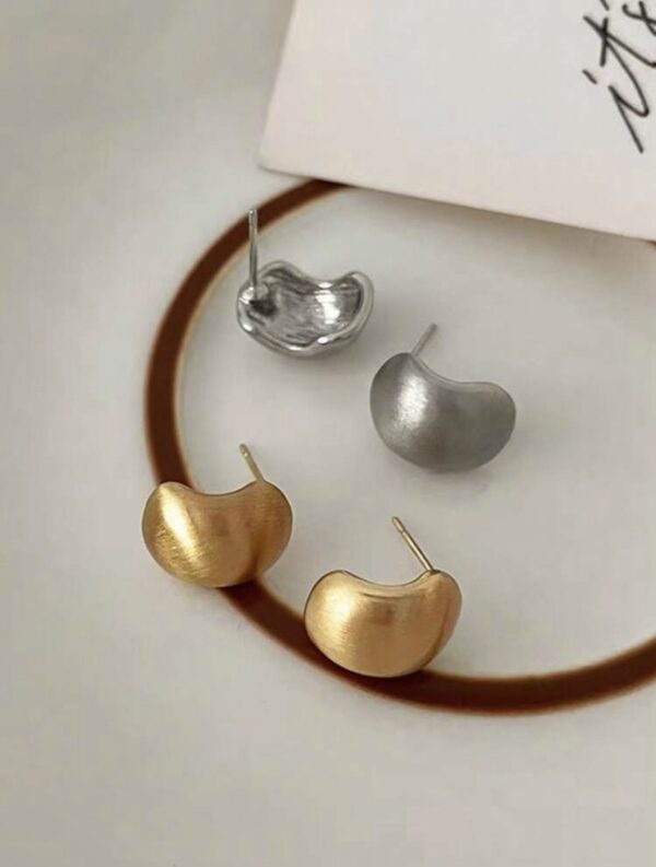 1pair Simple Gold Metal Vintage Matte Stud - Image 3