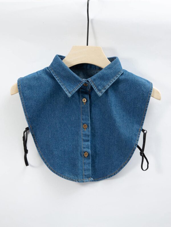 Unisex Denim Blue Versatile Shirt Dickey Collar