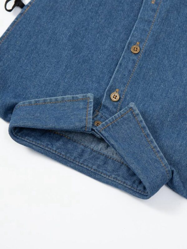 Unisex Denim Blue Versatile Shirt Dickey Collar - Image 3