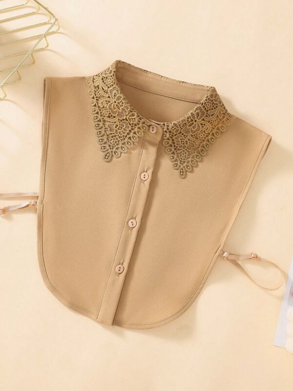 Detachable Brown Lace Design Dickey Collar