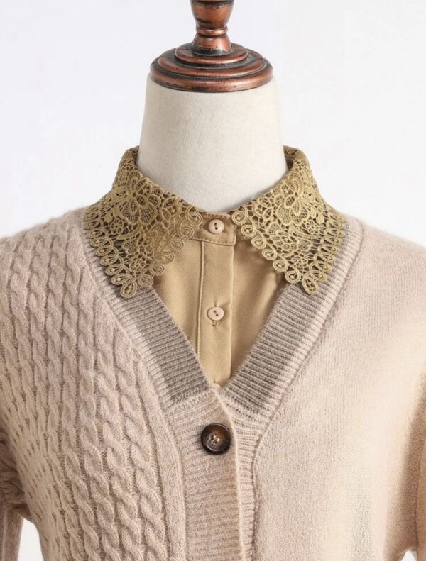 Detachable Brown Lace Design Dickey Collar - Image 4