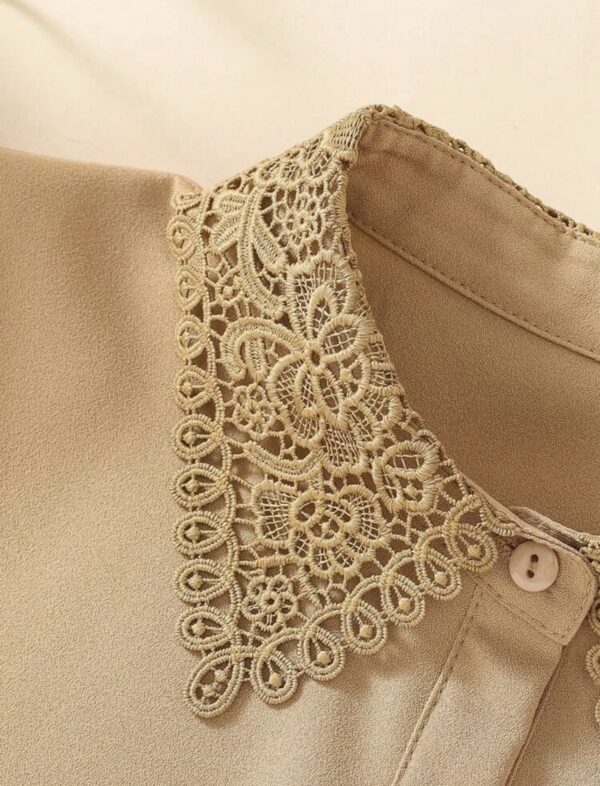 Detachable Brown Lace Design Dickey Collar - Image 3