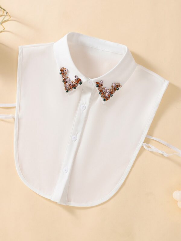 Rhinestone Decor Versatile Shirt Dickey Collar