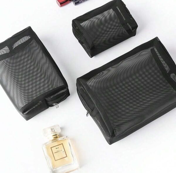 3pcs Portable Mesh Breathable Toiletry Bags