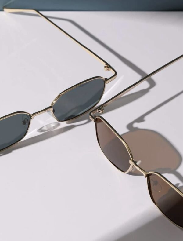 2pcs Unisex Square Metal Frame Fashionable  Sunglasses - Image 3