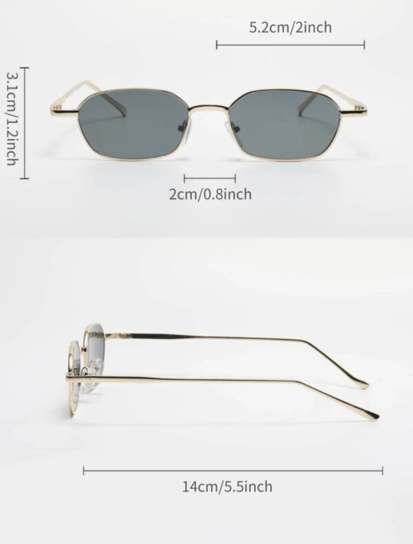 2pcs Unisex Square Metal Frame Fashionable  Sunglasses - Image 5