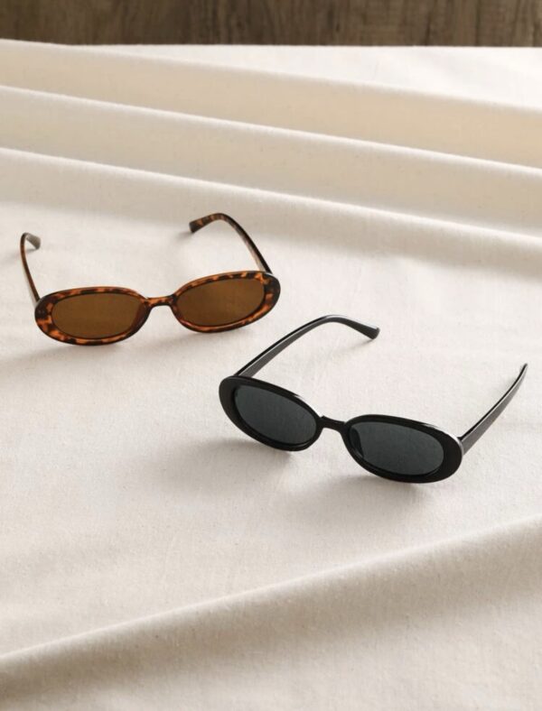 2pcs Boho Tortoiseshell/Black Oval Shaped Fashionable Sunglasses - Image 4