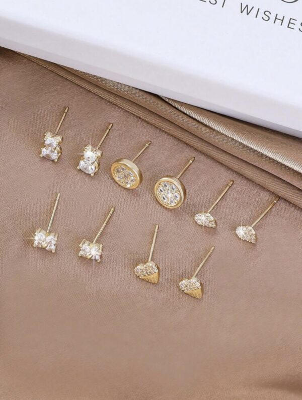 10pcs/Box Creative Design Cubic Zirconia Stud Earrings - Image 2