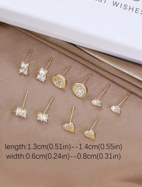 10pcs/Box Creative Design Cubic Zirconia Stud Earrings - Image 3