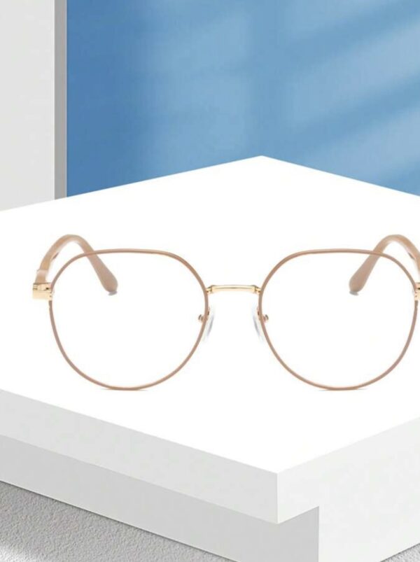 Vintage Round Frame Simple Design Clear Eyeglasses - Image 3