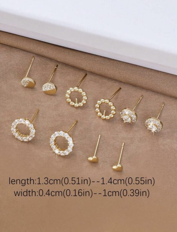 10pcs/Box Creative Design Cubic Zirconia Stud Earrings - Image 4