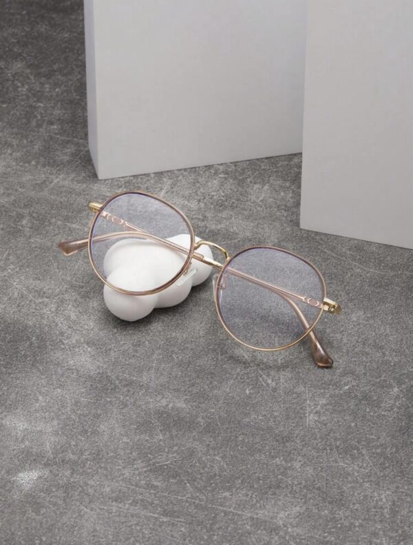 Champagne Gold Round Artistic Vintage Style Anti-Blue Light Eyeglasses