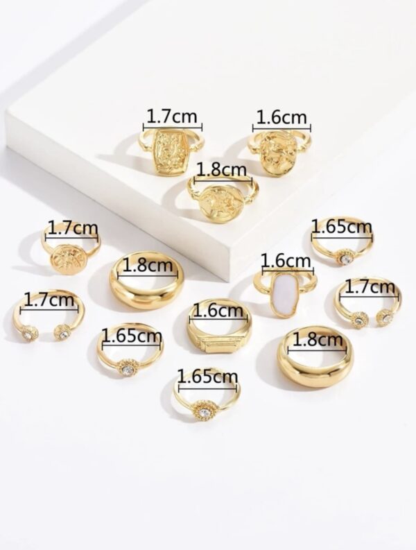 13pcs Rhinestone Decor  Rings - Image 5