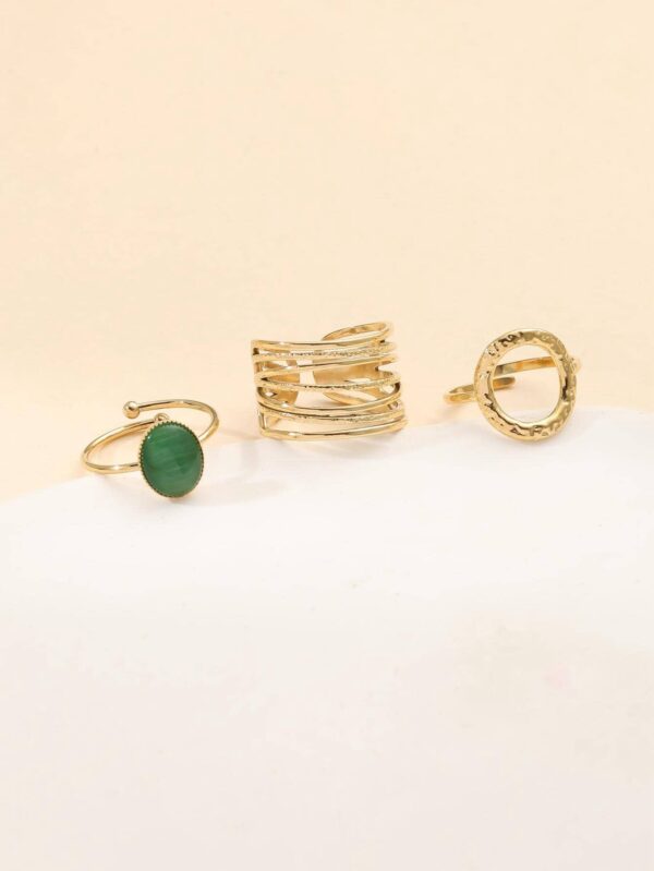 3pcs Non Tarnish Minimal Oval Decor  Rings