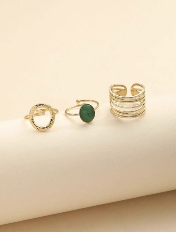 3pcs Non Tarnish Minimal Oval Decor  Rings - Image 2