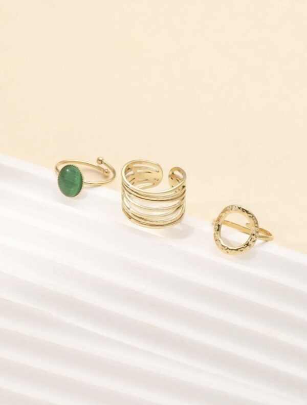 3pcs Non Tarnish Minimal Oval Decor  Rings - Image 3