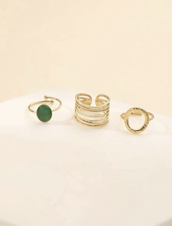 3pcs Non Tarnish Minimal Oval Decor  Rings - Image 4